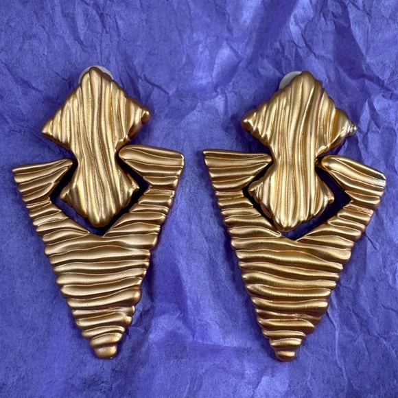 Vintage Gold Geometric Statement Earrings